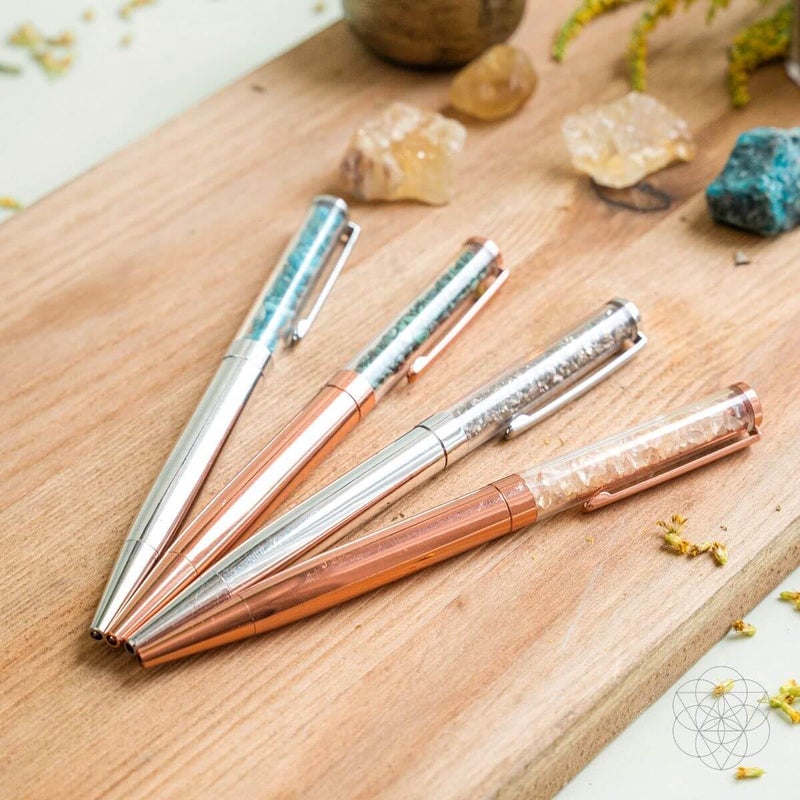 Conscious Items Abundance and Prosperity Pen Set Pyrite and Apatite Crystal Pen Set - Pen Set with Crystals - Fancy Pens for Women - Cute Pens for Girls - Real Natural Healing Crystal Pens - Image 5